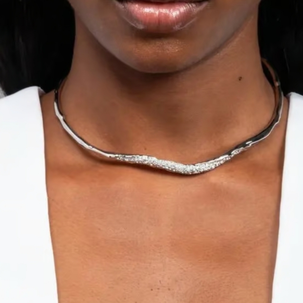 NWT Alexis Bitar Silver  & crystals chocker